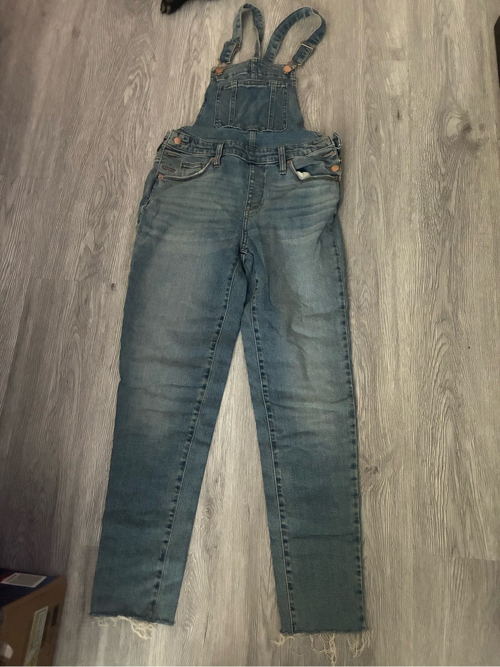 Universal Thread Blue Denim Women's Overalls with Frayed Hem